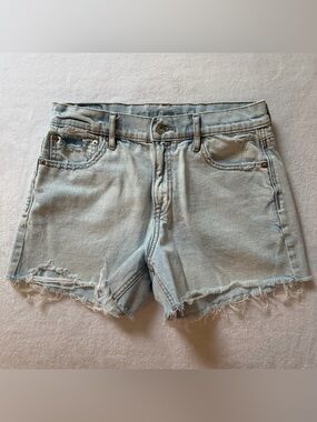 American Eagle Outfitters Light Blue Distressed Relaxed Denim Shorts
